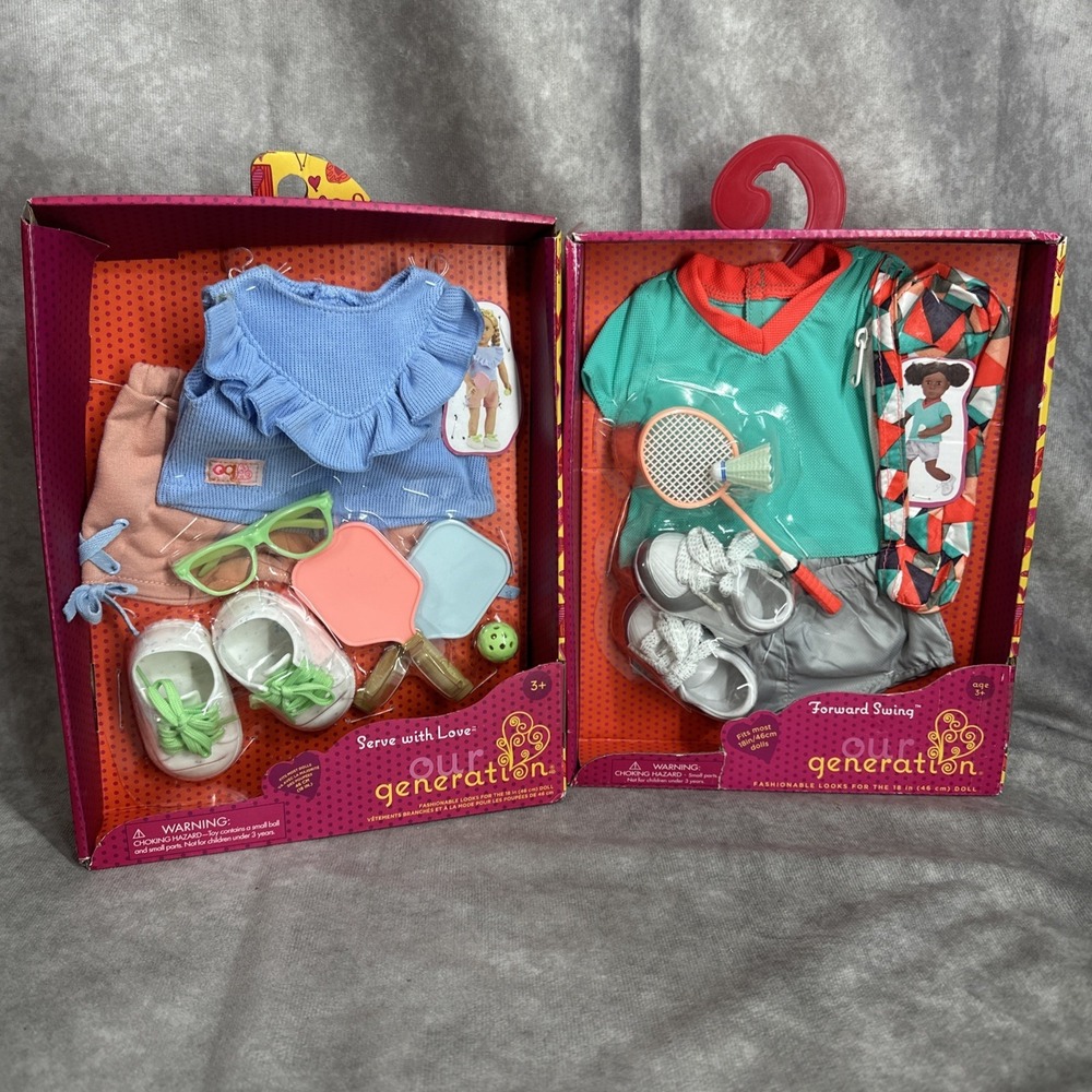 Our Generation Doll Serve With Love Swing Outfits New In Box Pickleball‎